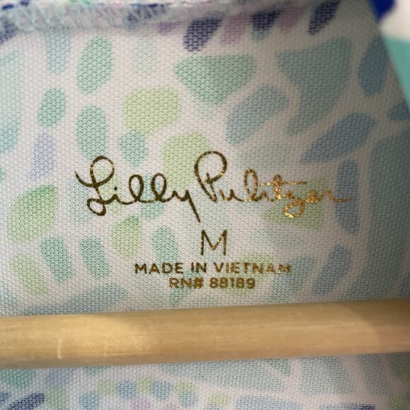 Lilly Pulitzer Blue Floral Long Sleeve UPF 50+ Chillylilly Lilshield Dress M - Picture 4 of 6